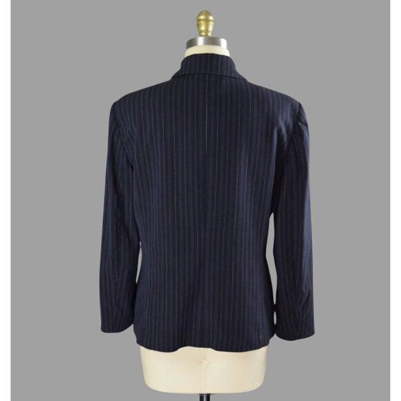 LES COPAINS VINTAGE STRIPED BLACK BUTTON UP JACKET - Picture 5 of 7